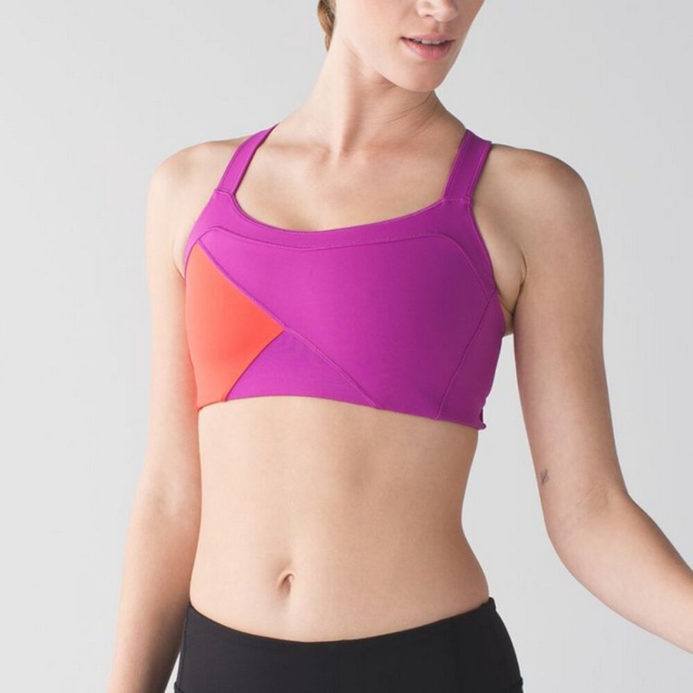 EUC Lululemon Kanto Catch Me Bra size 6 Ultra Violet Alarming Colorblock Sports